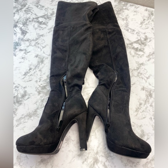 Dream Pairs Shoes - Dream Pairs Black Knee High 4 inch Heeled Platform Boots Size 9